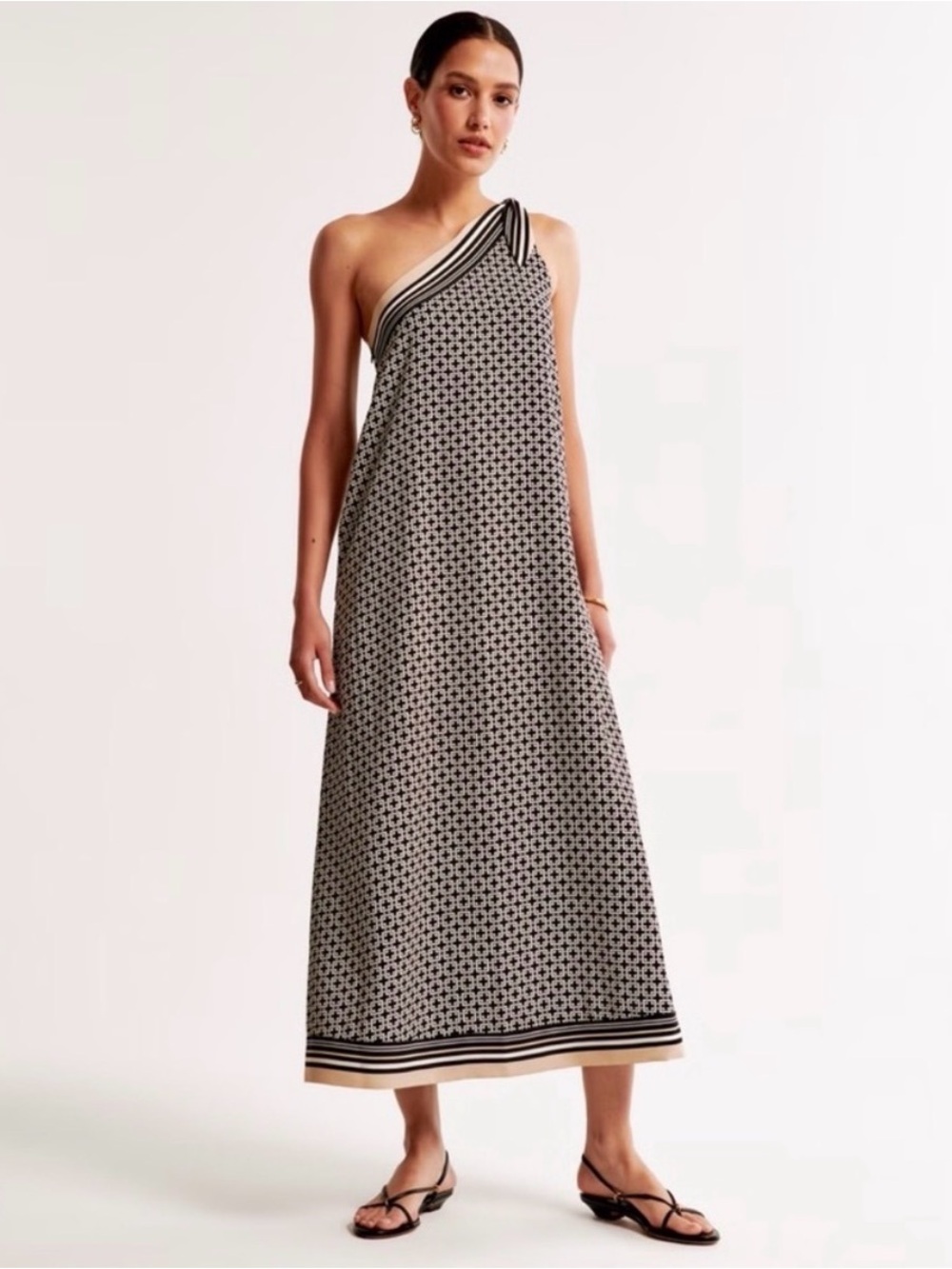 NWOT Abercrombie & Fitch One-Shoulder Scarf Tie Midi Dress with Pockets